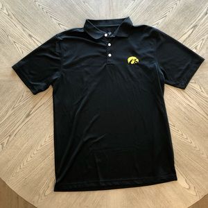 Mens Black Polo - Iowa Hawkeyes Logo - Size Large